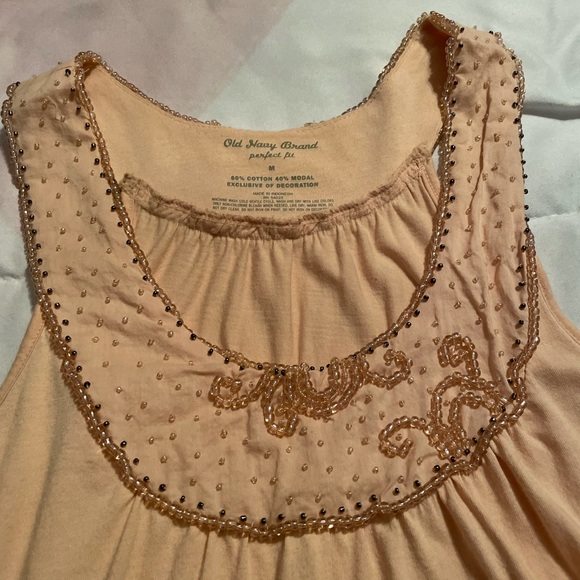 Old Navy - Peach Tank Top with beaded detailing - Size Medium - Picture 3 of 4